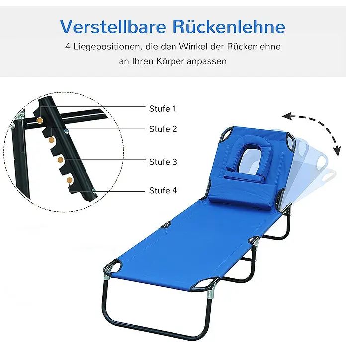 Outsunny Gartenliege - Blau, Stahl