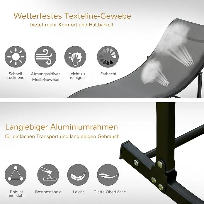 Outsunny Gartenliege - Dunkelgrau