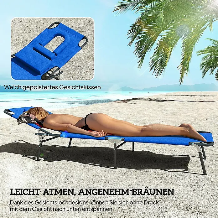 Outsunny Gartenliege - Blau, Stahl