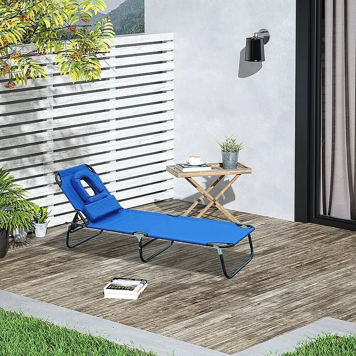 Outsunny Gartenliege - Blau, Stahl