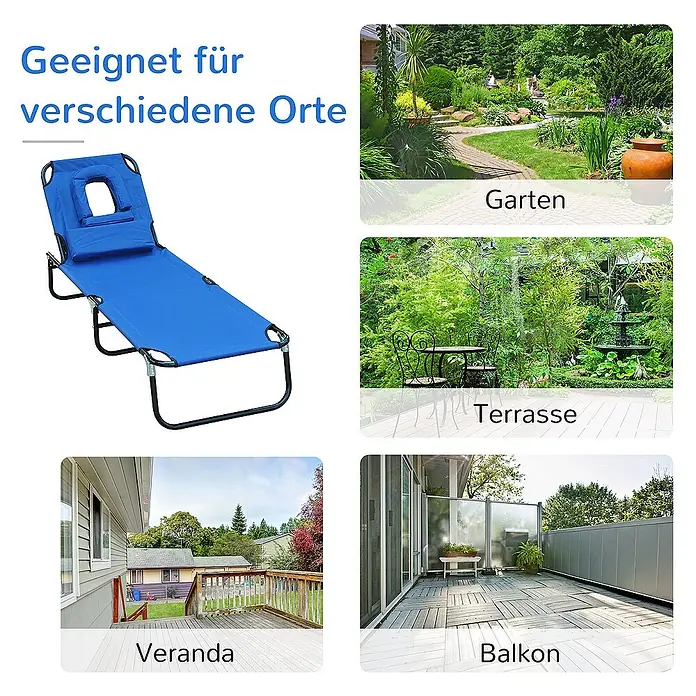 Outsunny Gartenliege - Blau, Stahl