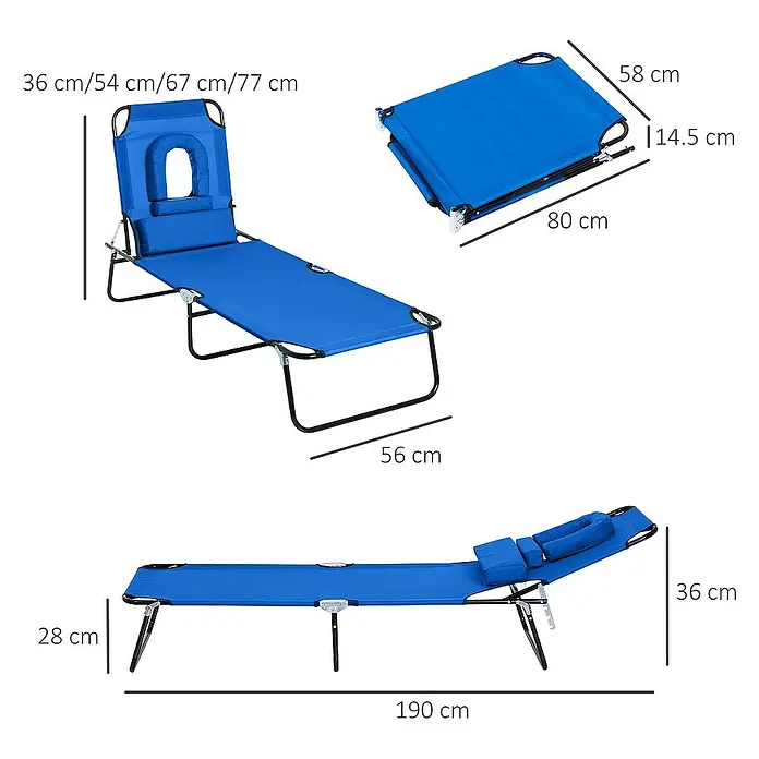Outsunny Gartenliege - Blau, Stahl