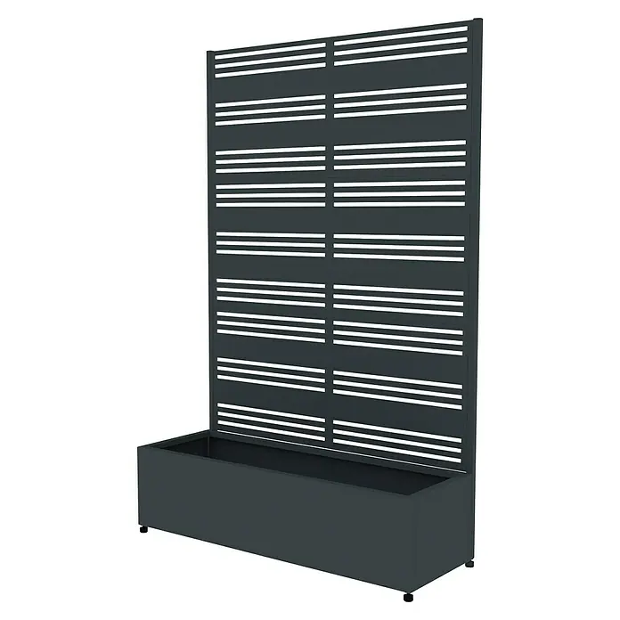 Westmann Pflanzkasten mit Rankgitter Dekora 2 - Außenmaß (L x B x H): 120 x 42,5 x 184 cm, Stahl, Anthrazit - Dunkelgrauer Metall-Pflanzkübel mit integriertem Lamellen-Sichtschutz.