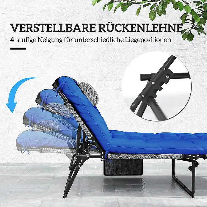 Outsunny Gartenliege - Blau, Stahl