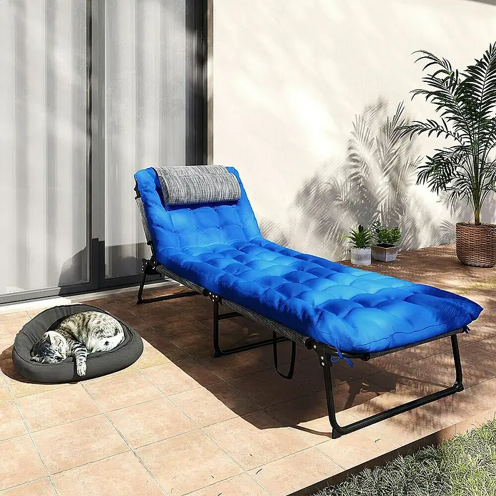 Outsunny Gartenliege - Blau, Stahl