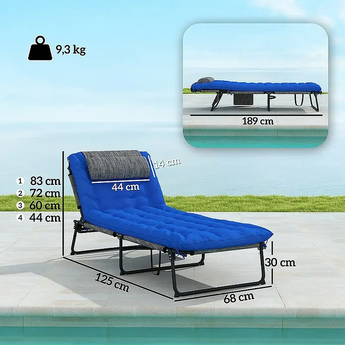 Outsunny Gartenliege - Blau, Stahl