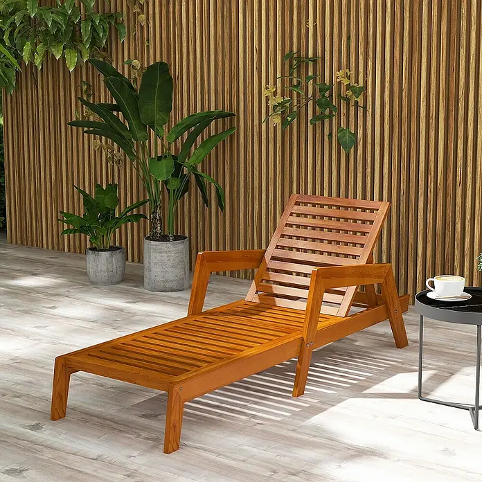 Outsunny Gartenliege - Orange, Holz