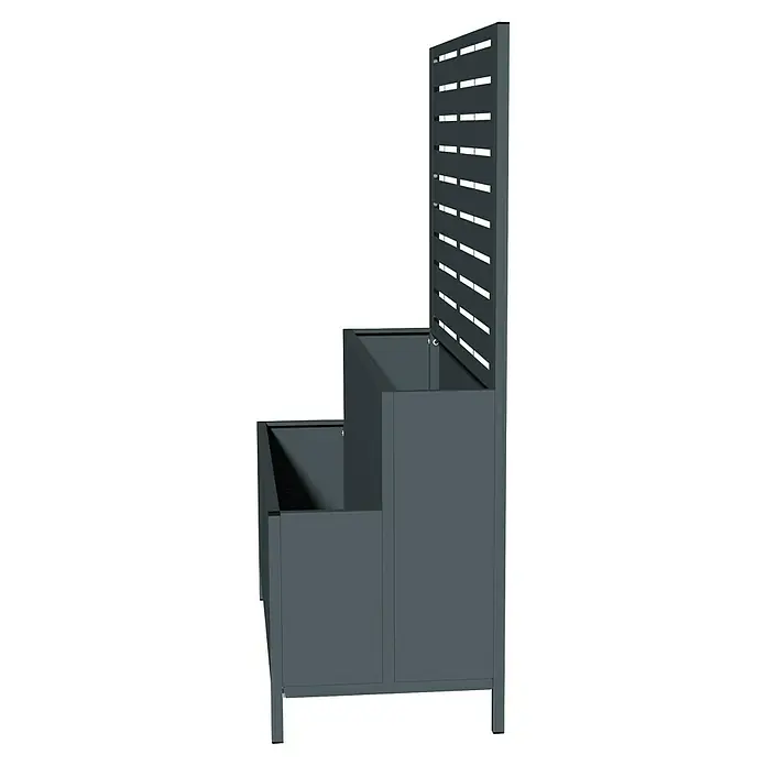 Westmann Pflanzkasten mit Rankgitter Dekora 5 - Außenmaß (L x B x H): 90 x 40 x 120 cm, Stahl, Anthrazit - Dunkelgraues, mehrstufiges Metall-Pflanzgefäß mit integriertem Lamellen-Sichtschutz.