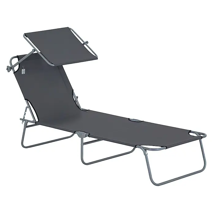 Outsunny Gartenliege Grau, 187cm x 58cm x 36cm - Grau, Metall