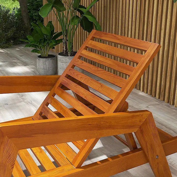 Outsunny Gartenliege - Orange, Holz
