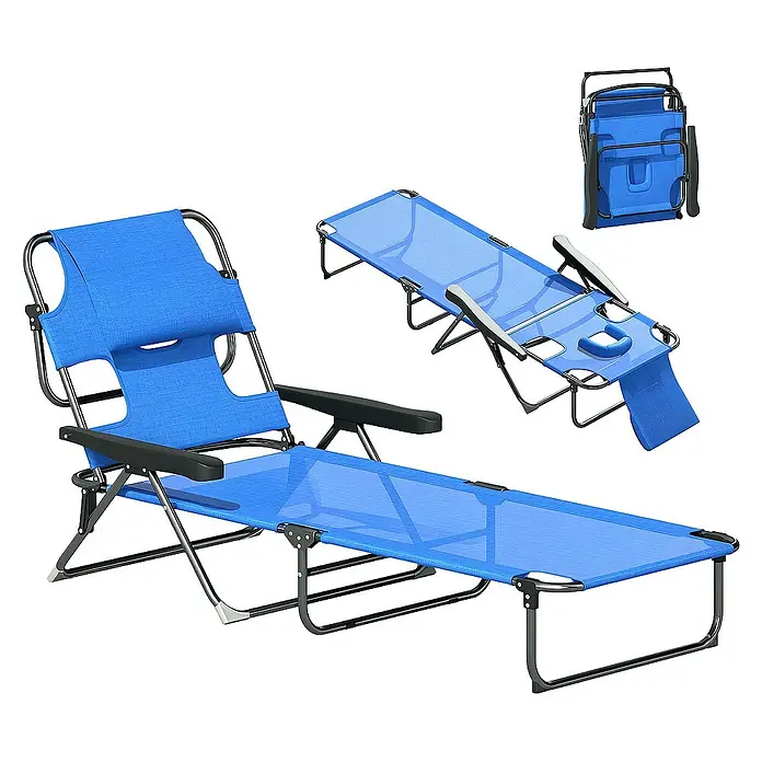 Outsunny Gartenliege - Blau, Stahl
