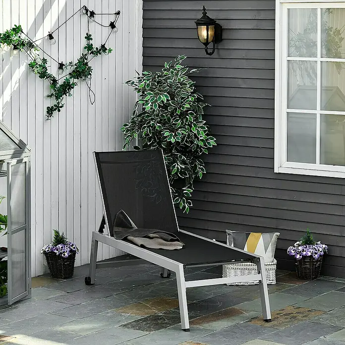 Outsunny Gartenliege - Schwarz