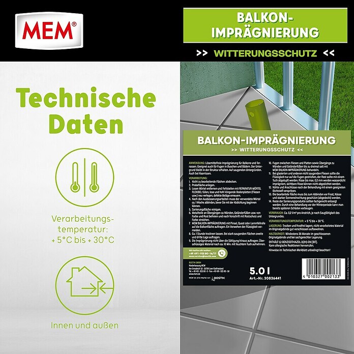 MEM Balkon-Imprägnierung (5 l, Lösemittelfrei)
