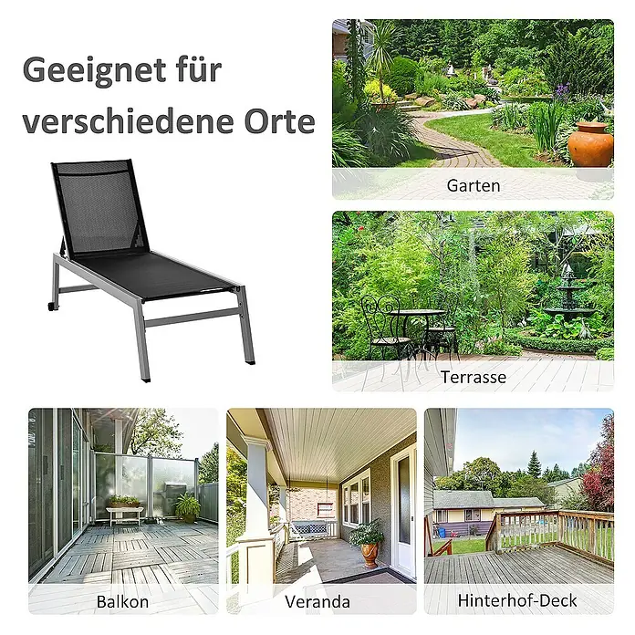 Outsunny Gartenliege - Schwarz