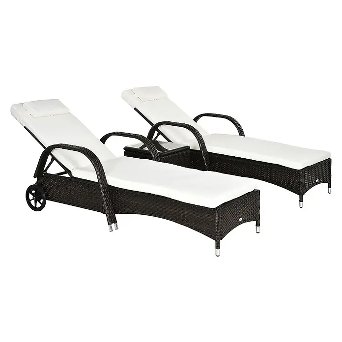 Outsunny Gartenliege - Braun+Cremeweiß, Metall