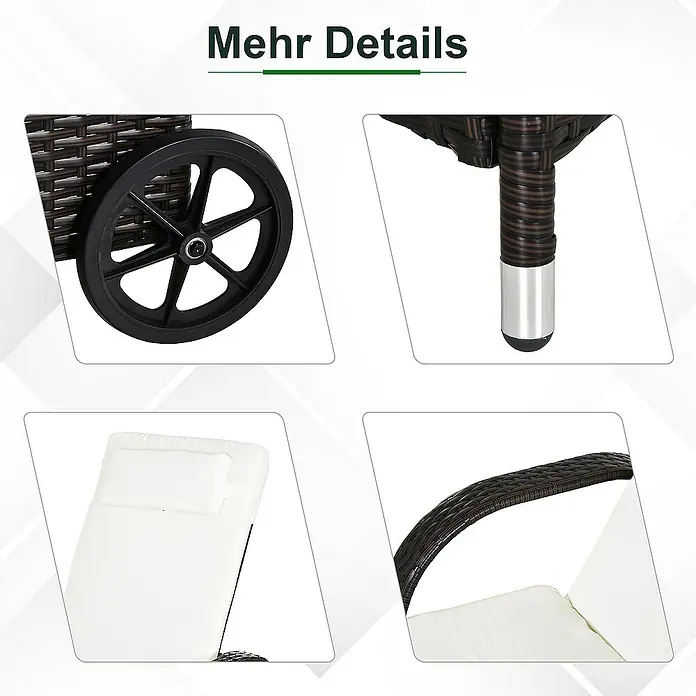 Outsunny Gartenliege - Braun+Cremeweiß, Metall