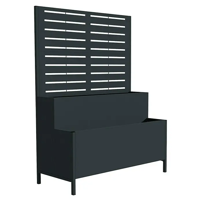 Westmann Pflanzkasten mit Rankgitter Dekora 5 - Außenmaß (L x B x H): 90 x 40 x 120 cm, Stahl, Anthrazit - Dunkelgrauer Pflanzkübel mit integriertem Lamellen-Sichtschutz und zwei Pflanzebenen.