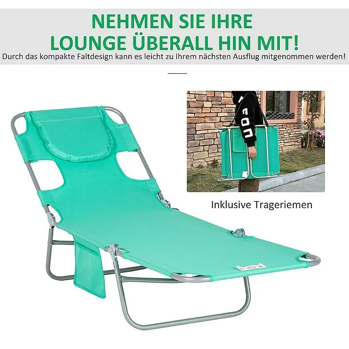 Outsunny Gartenliege - Grün, Stahl