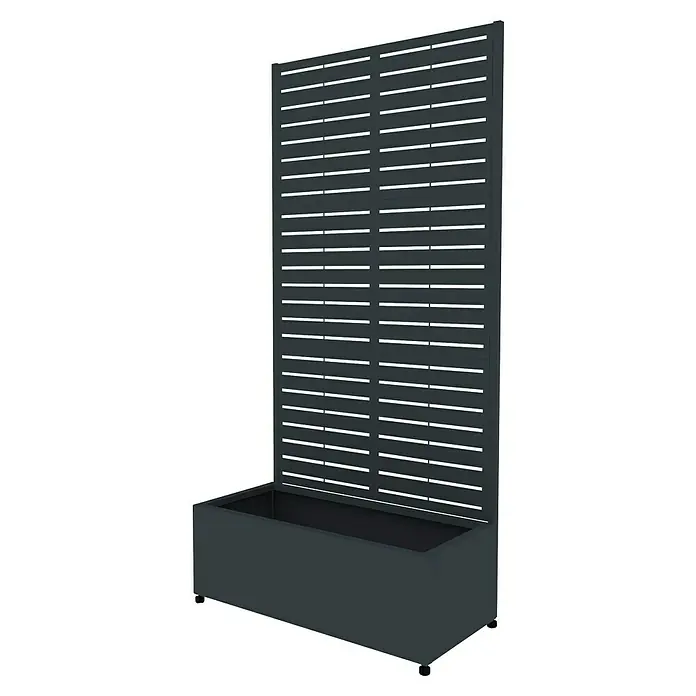 Westmann Pflanzkasten mit Rankgitter Dekora 1 - Außenmaß (L x B x H): 90 x 42,5 x 184 cm, Stahl, Anthrazit - Anthrazitfarbener Metall-Pflanzkasten mit integriertem Lamellen-Sichtschutz.