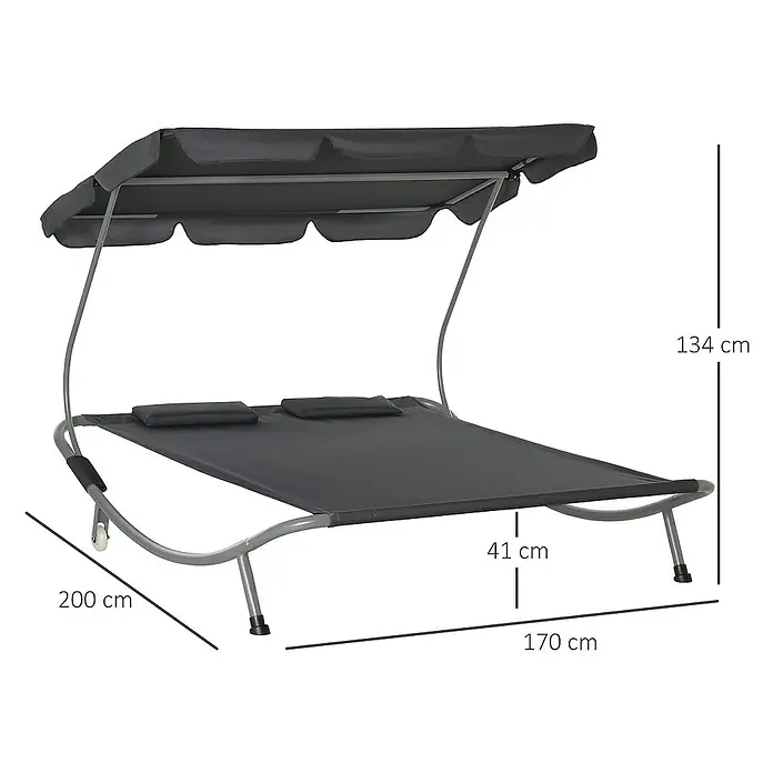 Outsunny Gartenliege - Grau, Stahl