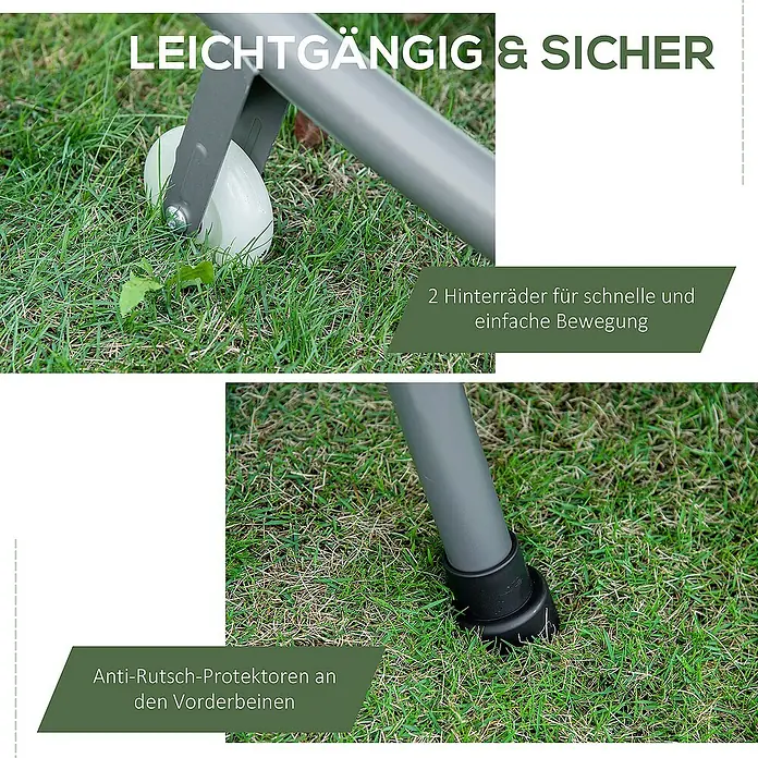 Outsunny Gartenliege - Grau, Stahl