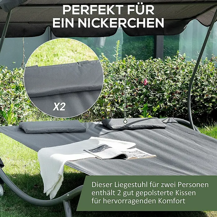 Outsunny Gartenliege - Grau, Stahl