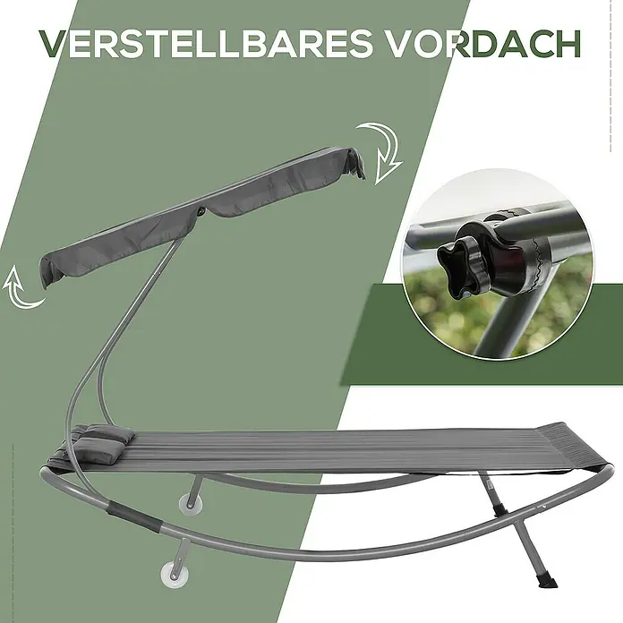 Outsunny Gartenliege - Grau, Stahl
