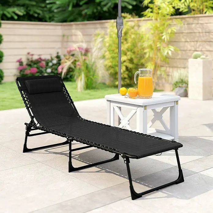 Outsunny Gartenliege - Schwarz, Stahl
