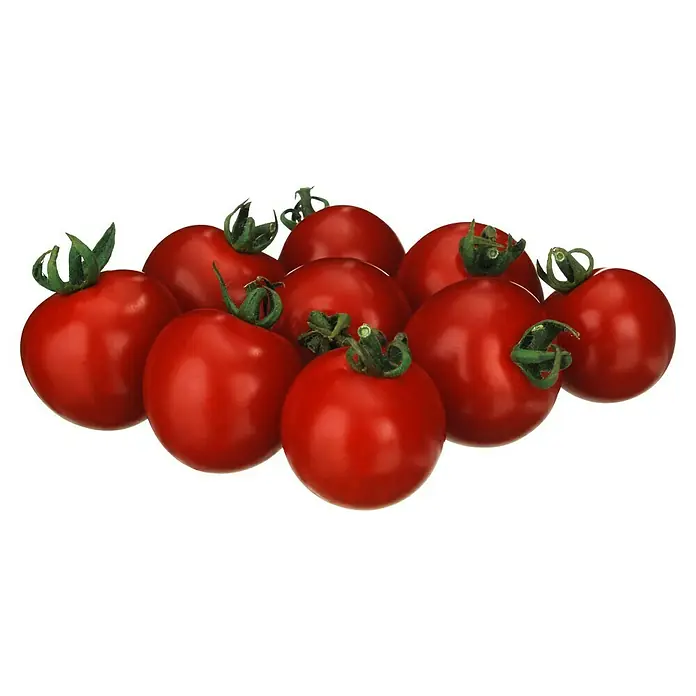 Piardino Bio Tomate - Lycopersicon esculentum 'Sweet Passion', 12 cm - Gruppe frischer roter Kirschtomaten mit grünen Stielen.