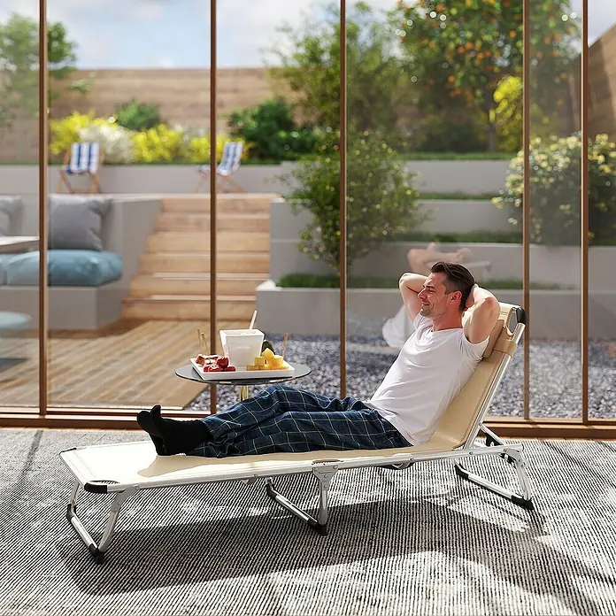 Outsunny Gartenliege - Beige