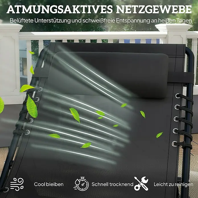 Outsunny Gartenliege - Schwarz, Stahl