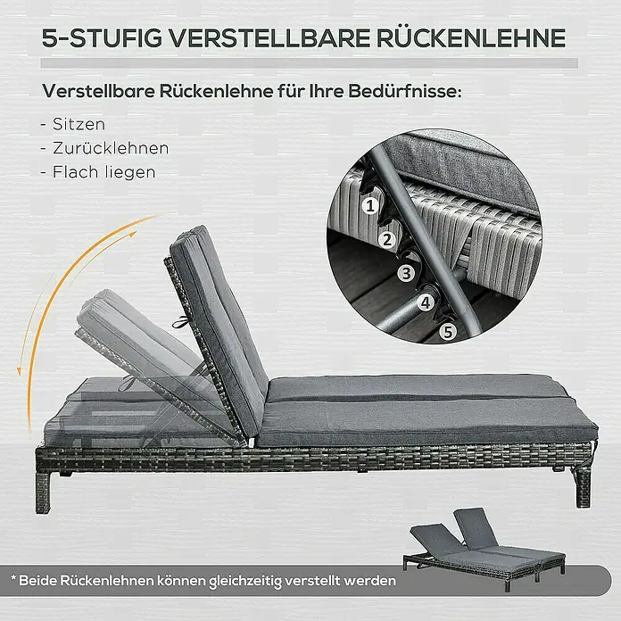 Outsunny Gartenliege - Grau, Polyester