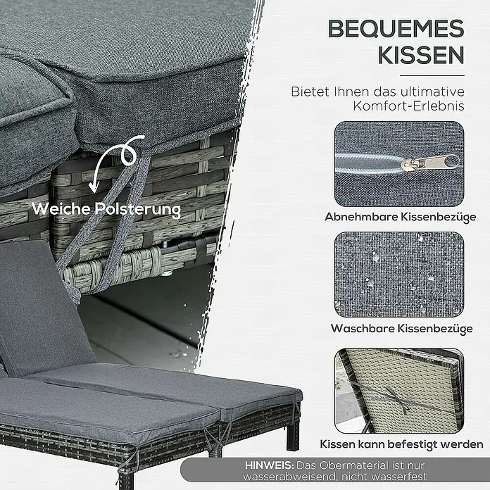 Outsunny Gartenliege - Grau, Polyester
