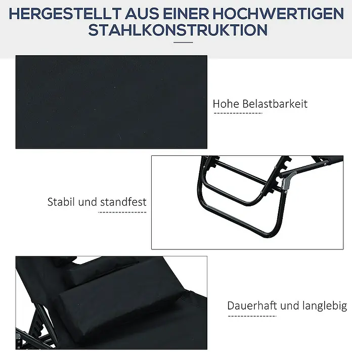 Outsunny Gartenliege - Schwarz, Stahl