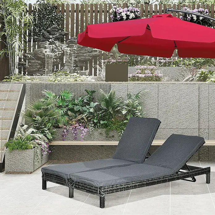 Outsunny Gartenliege - Grau, Polyester