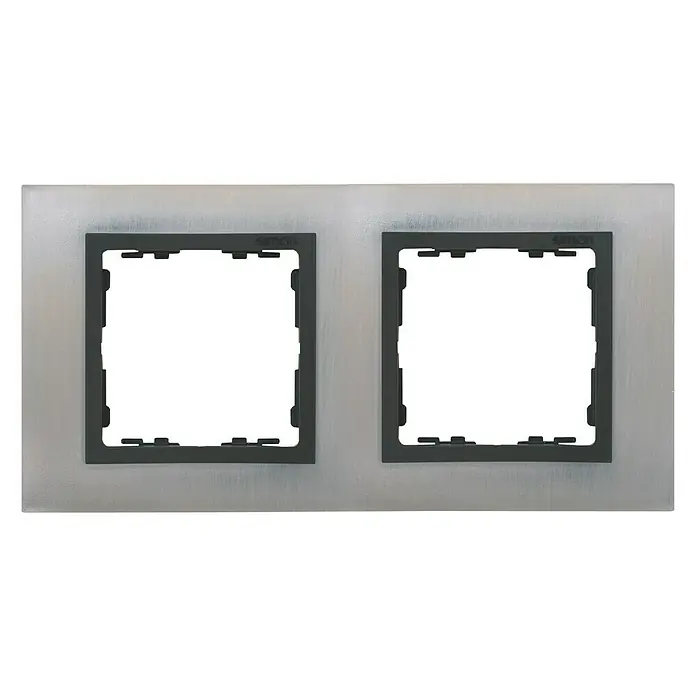 Simon 82 Marco Nature - Acero, Modelo de mecanismos: x 2, Plástico, Colocar - Marco de interruptor de luz doble de Simon, ideal para interiores modernos con un elegante acabado plateado.