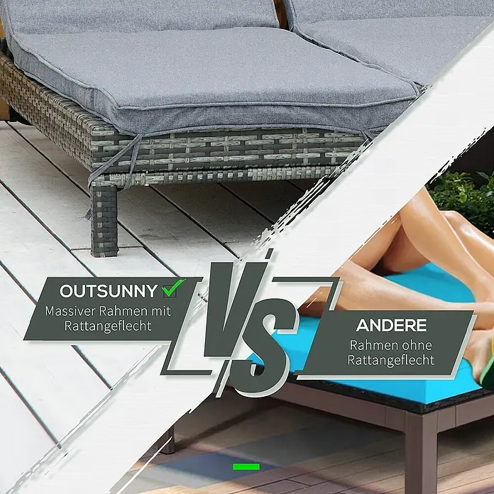 Outsunny Gartenliege - Grau, Polyester