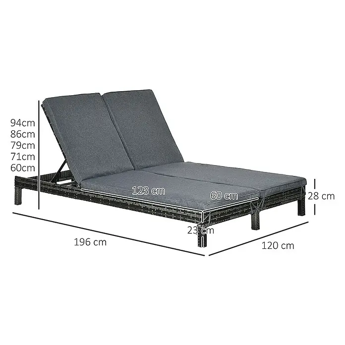 Outsunny Gartenliege - Grau, Polyester