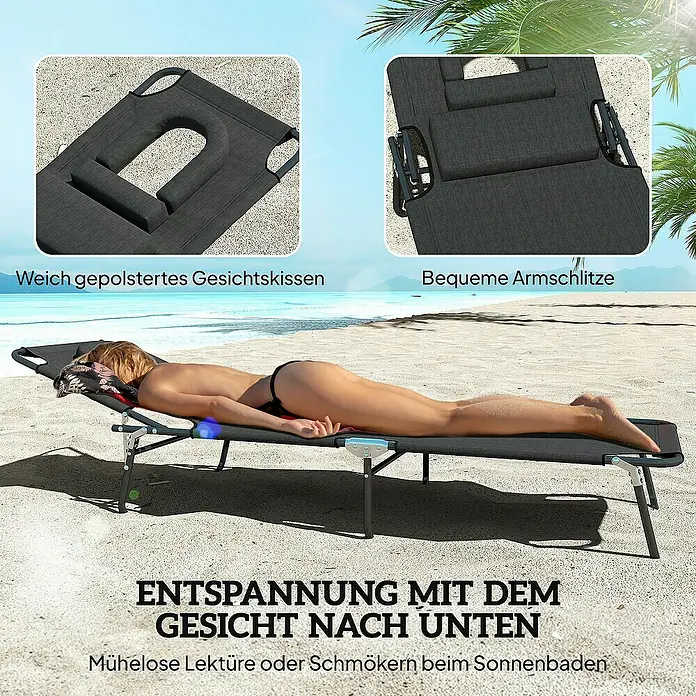 Outsunny Gartenliege - Schwarz, Stahl