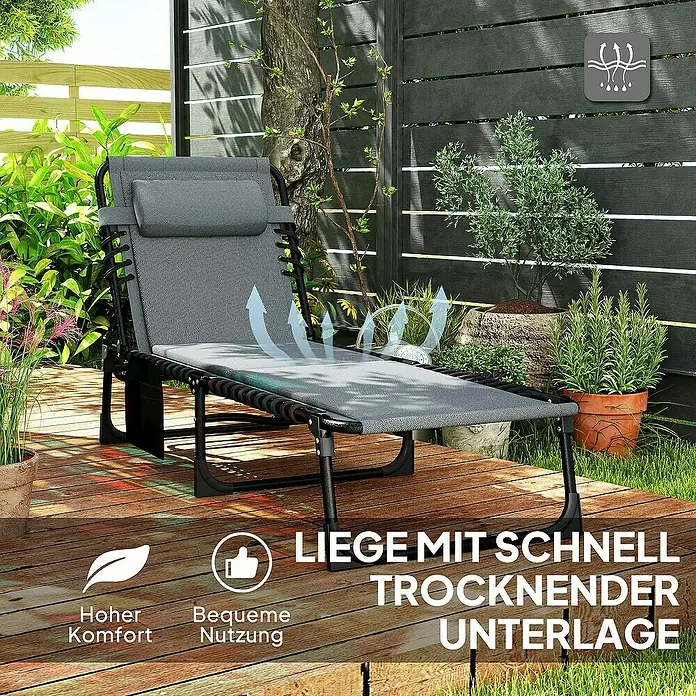 Outsunny Gartenliege - Dunkelgrau, Stahl