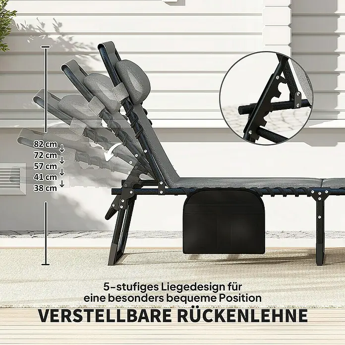 Outsunny Gartenliege - Dunkelgrau, Stahl