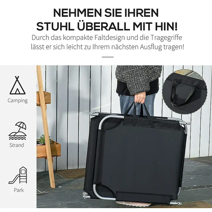Outsunny Gartenliege - Schwarz, Metall