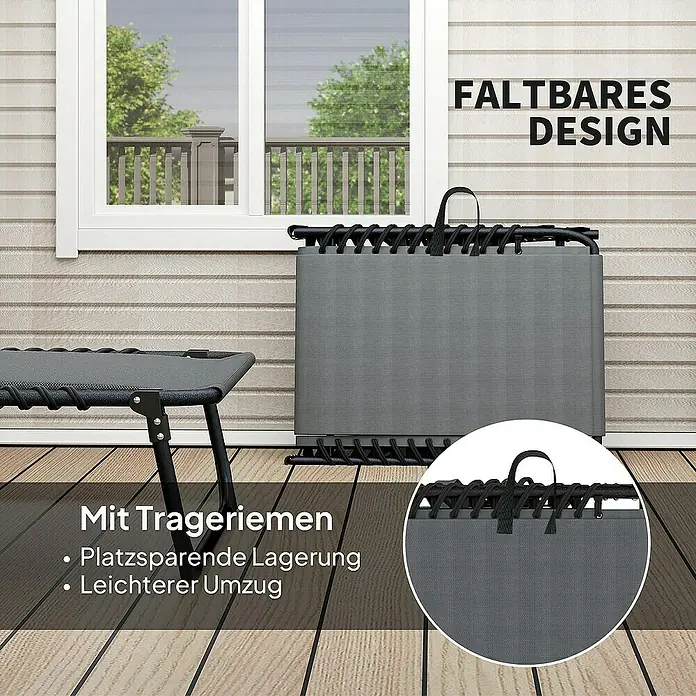 Outsunny Gartenliege - Dunkelgrau, Stahl