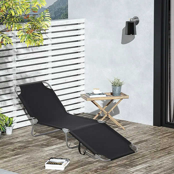 Outsunny Gartenliege - Schwarz, Metall