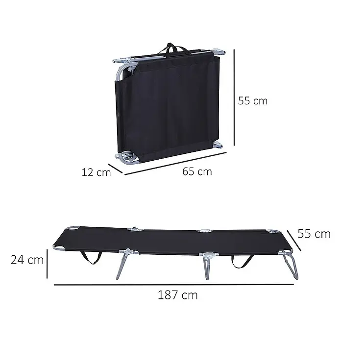 Outsunny Gartenliege - Schwarz, Metall