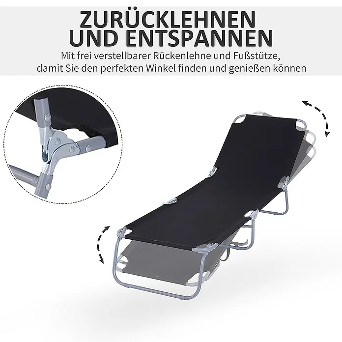 Outsunny Gartenliege - Schwarz, Metall
