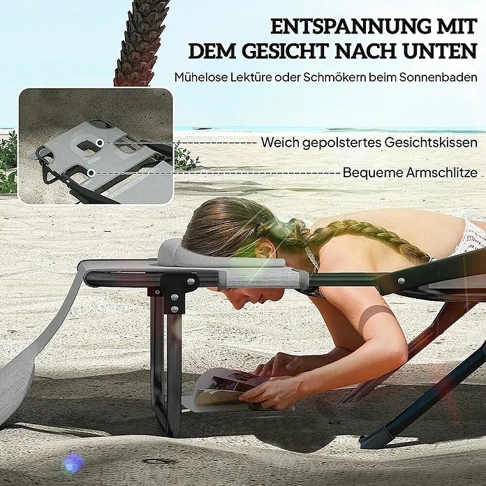 Outsunny Gartenliege - Dunkelgrau, Stahl