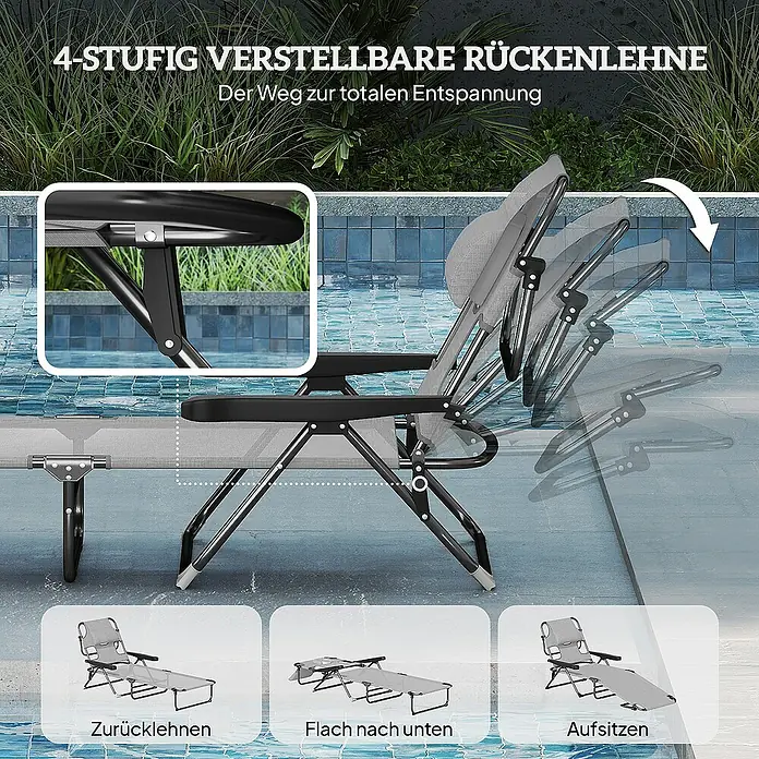 Outsunny Gartenliege - Dunkelgrau, Stahl