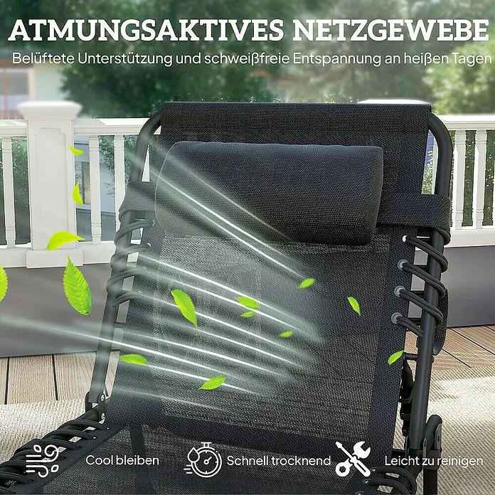 Outsunny Gartenliege - Schwarz, Stahl