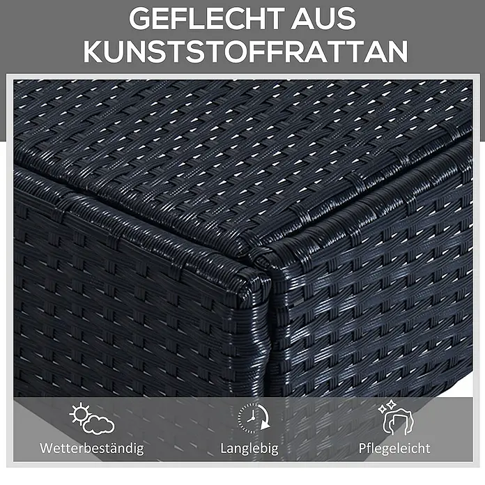 Outsunny Gartenliege - Schwarz+Cremeweiß, Metall